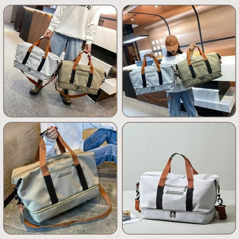 Duffel Bag Water-Resistant Multiple Pockets Padded Handles