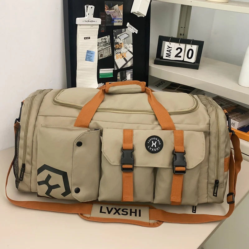 Duffel Bag Water-Resistant Multiple Pockets & Padded Shoulder Strap