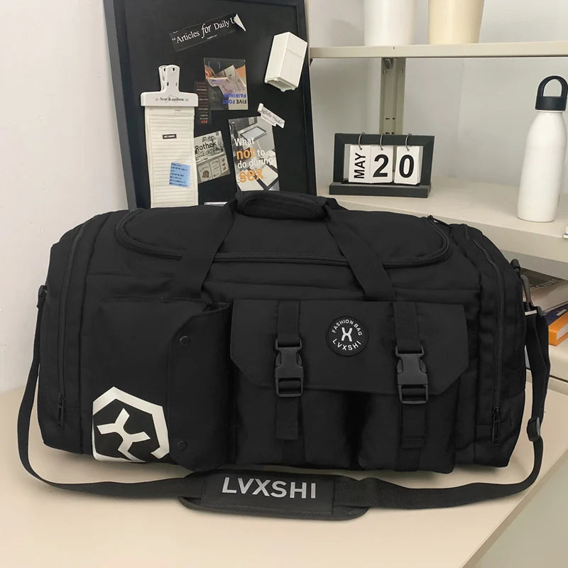Duffel Bag Water-Resistant Multiple Pockets & Padded Shoulder Strap