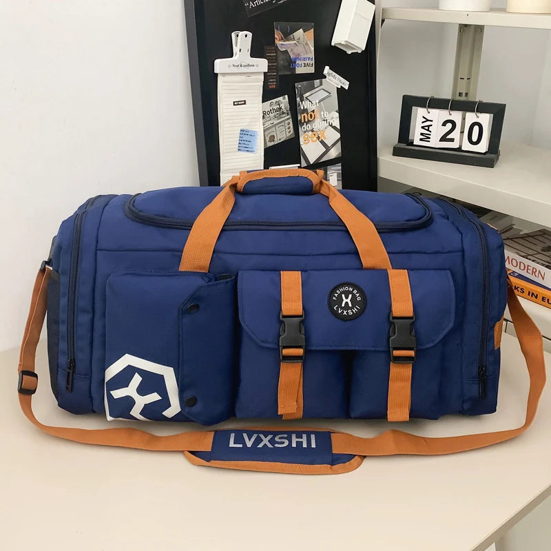 Duffel Bag Water-Resistant Multiple Pockets & Padded Shoulder Strap