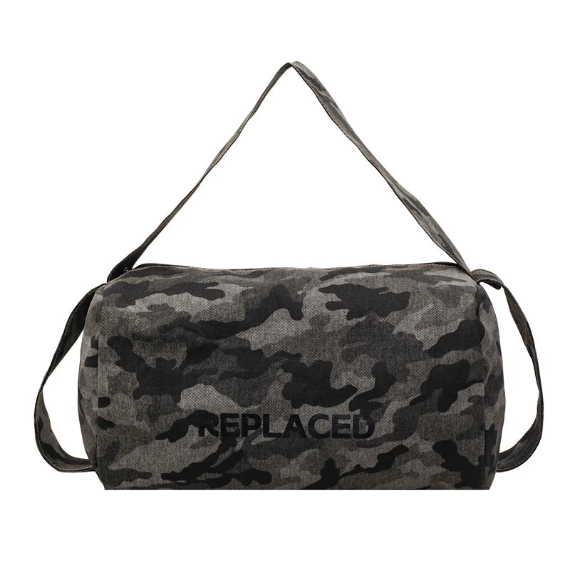 Duffle Bag Camo Print Rugged Fabric & Adjustable Strap