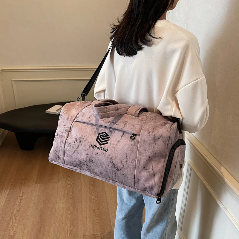 Duffle Bag Canvas Multiple Compartments Adjustable Padded Strap