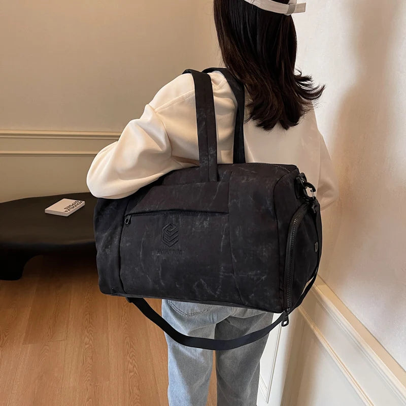 Duffle Bag Canvas Multiple Compartments Adjustable Padded Strap
