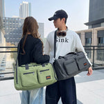 Duffle Bag Checkered Wear-Resistant Fabric Padded Handles & Adjustable Strap