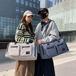 Duffle Bag Checkered Wear-Resistant Fabric Padded Handles & Adjustable Strap