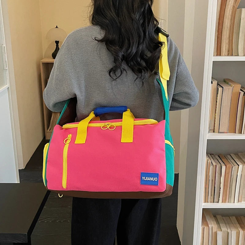 Duffle Bag Colorful Multi-Pocket Padded Handles & Adjustable Strap