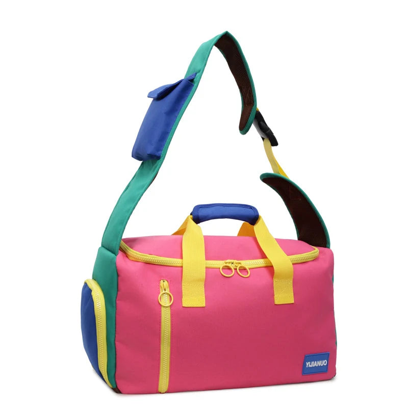 Duffle Bag Colorful Multi-Pocket Padded Handles & Adjustable Strap