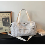 Duffle Bag Grid Pattern Multiple Pockets & Detachable Strap