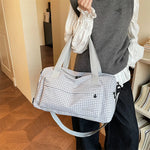 Duffle Bag Grid Pattern Multiple Pockets & Detachable Strap