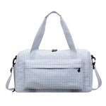 Duffle Bag Grid Pattern Multiple Pockets & Detachable Strap