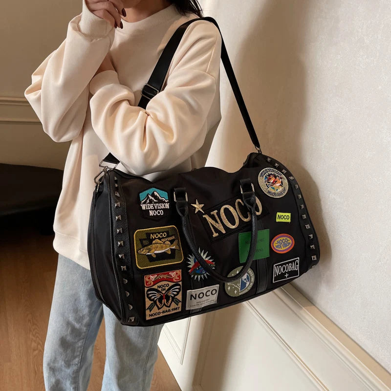 Duffle Bag Patchwork Water-Resistant Multiple Pockets