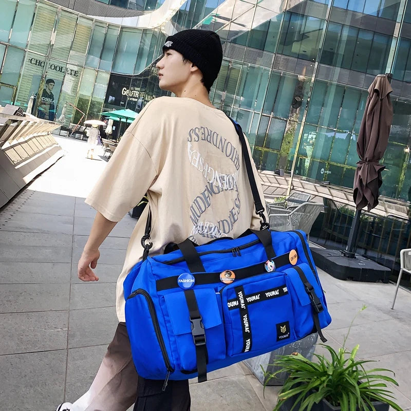Duffle Bag Water-Resistant Fabric Adjustable Straps & Multiple Pockets