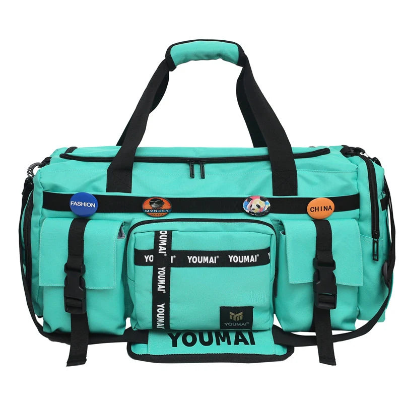 Duffle Bag Water-Resistant Fabric Adjustable Straps & Multiple Pockets