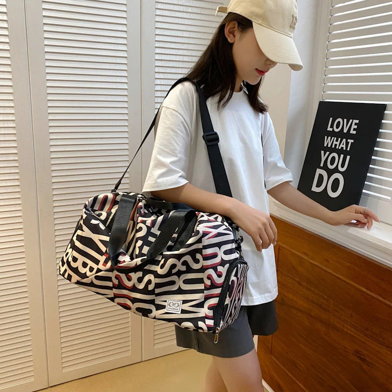 Duffle Bag Water-Resistant Multi-Compartment Padded Handles & Removable Strap