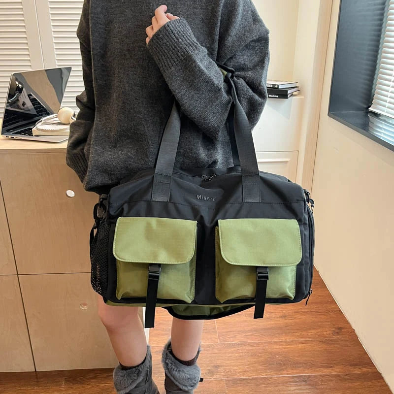 Duffle Bag Weather-Resistant Spacious Multiple Pockets Padded Adjustable Strap