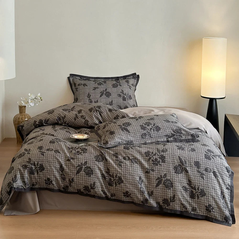 Duvet Cover 4-Piece Set Breathable Cotton Blend Reversible