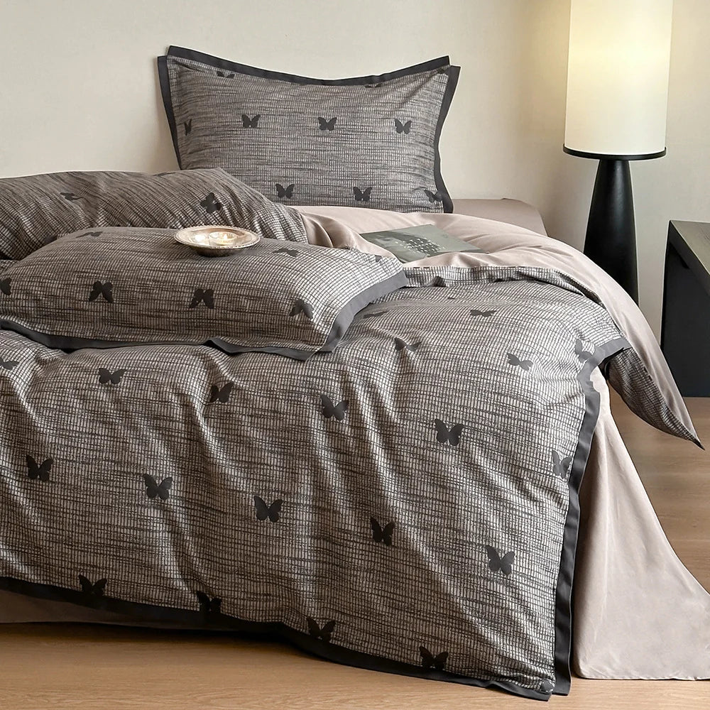 Duvet Cover 4-Piece Set Breathable Cotton Blend Reversible