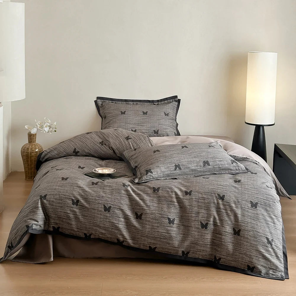 Duvet Cover 4-Piece Set Breathable Cotton Blend Reversible
