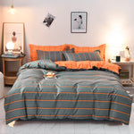 Duvet Cover Blue & Orange Geometric Zigzag Machine Washable