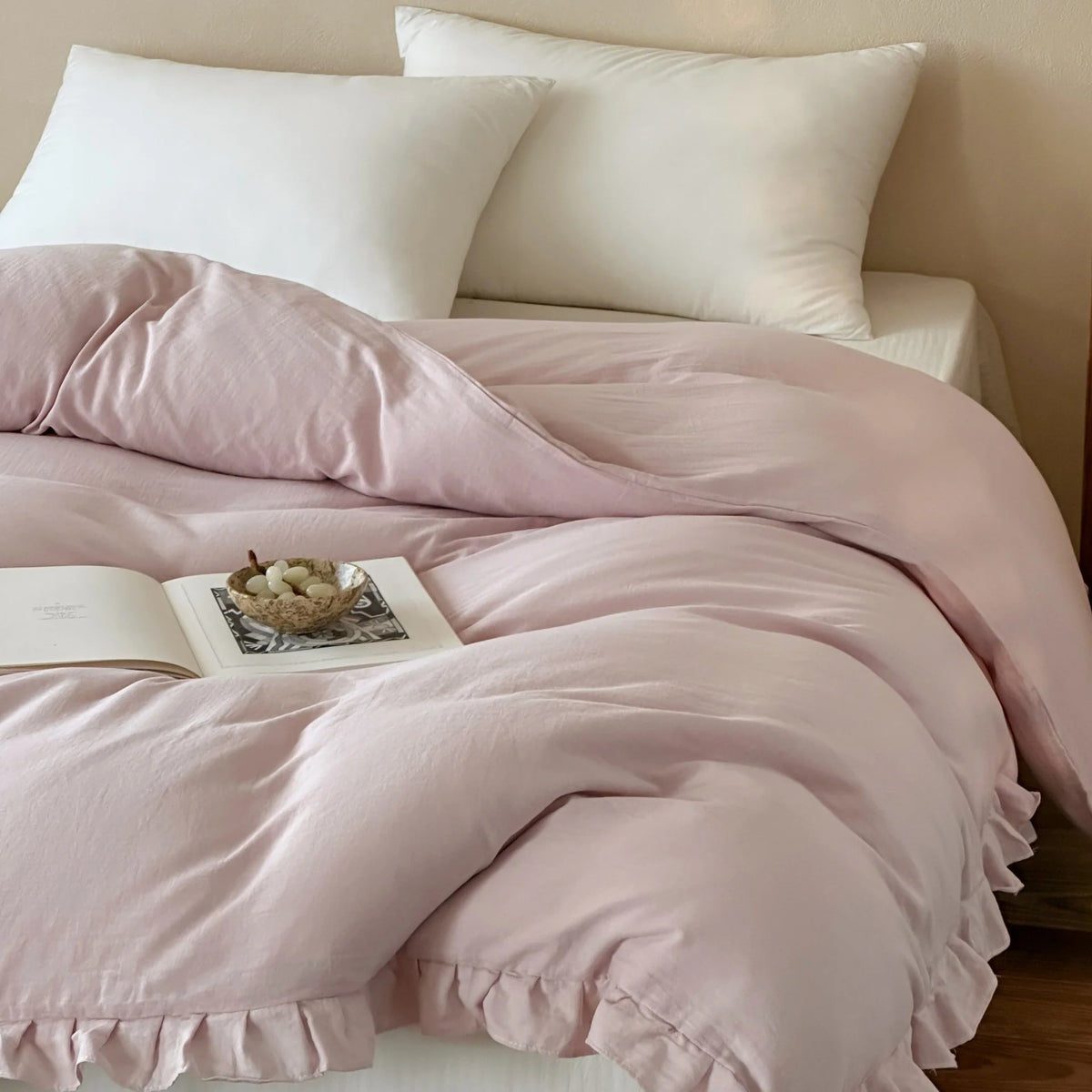 Duvet Cover Double-Layer Cotton Gauze Ruffled Edges
