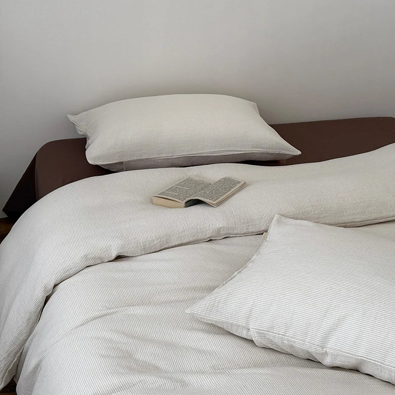 Duvet Cover & Pillow Set Breathable Cotton-Linen Machine Washable