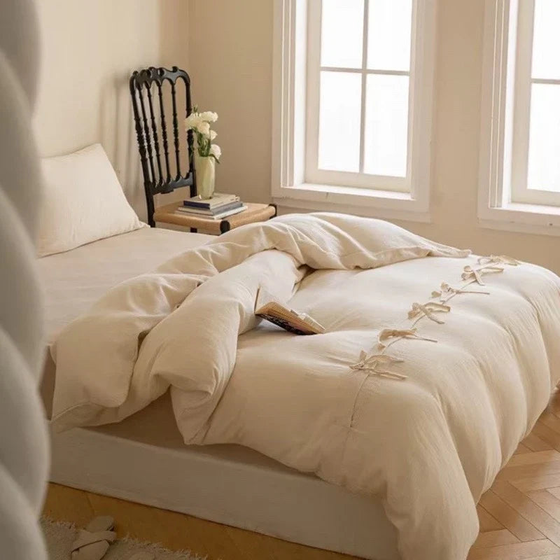 Duvet Cover Reversible Quilted Bow Appliques