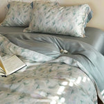 Duvet Cover Set 4-Piece Mako Cotton Breathable Watercolor Fern