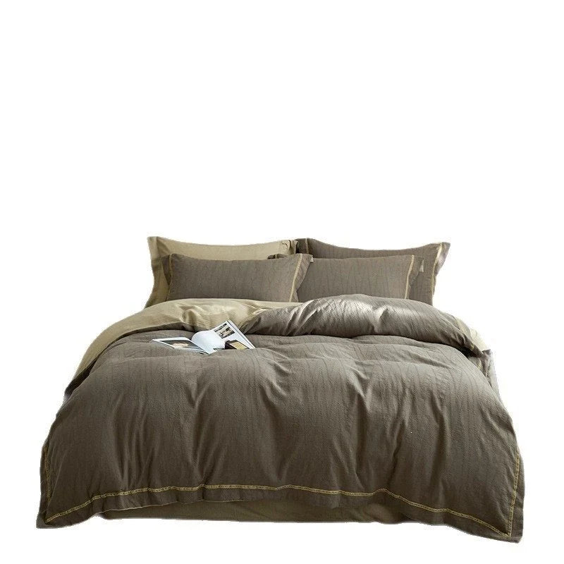 Duvet Cover Set 4-Piece Quilted Cotton Reversible Breathable