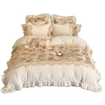 Duvet Cover Set Baby Velour Botanical Print Lace Trim
