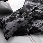 Duvet Cover Set Black Marble Microfiber & 2 Pillowcases
