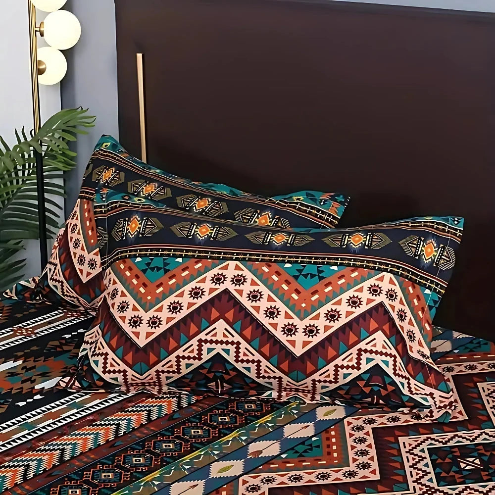 Duvet Cover Set Bohemian Tribal Cotton-Microfiber Machine Washable