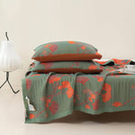 Duvet Cover Set Breathable Cotton Blend Reversible Ginkgo