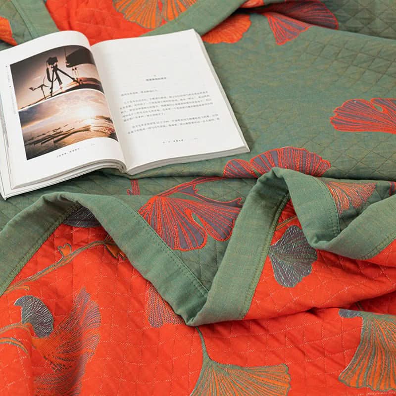 Duvet Cover Set Breathable Cotton Blend Reversible Ginkgo