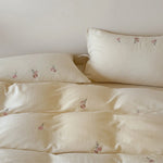Duvet Cover Set Breathable Cotton Floral Embroidery