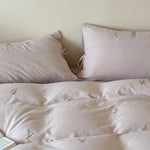 Duvet Cover Set Breathable Cotton Floral Embroidery