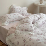 Duvet Cover Set Breathable Cotton Gauze Vintage Rose 4-Piece