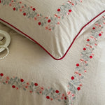 Duvet Cover Set Breathable Cotton-Linen Floral Embroidery