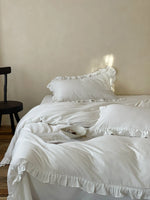 Duvet Cover Set Breathable Cotton-Linen Ruffled Edge