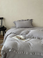 Duvet Cover Set Breathable Cotton-Linen Ruffled Edge