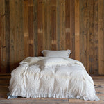 Duvet Cover Set Breathable Cotton-Linen Ruffled & Lace Trim