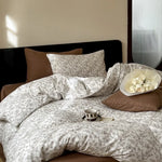 Duvet Cover Set Breathable Cotton Percale Floral Microprint