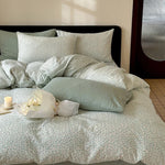Duvet Cover Set Breathable Cotton Percale Floral Microprint