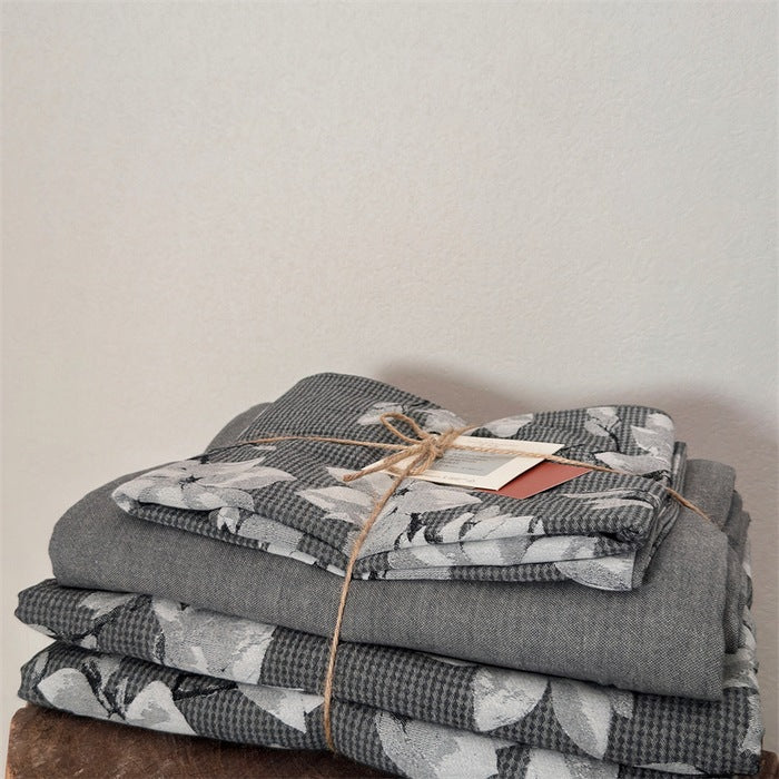 Duvet Cover Set Breathable Cotton Percale Integrated Fitted Sheet