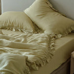 Duvet Cover Set Breathable Cotton Percale Ruffle Edge