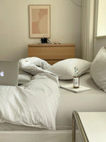 Duvet Cover Set Breathable Cotton Percale With Fitted Sheet