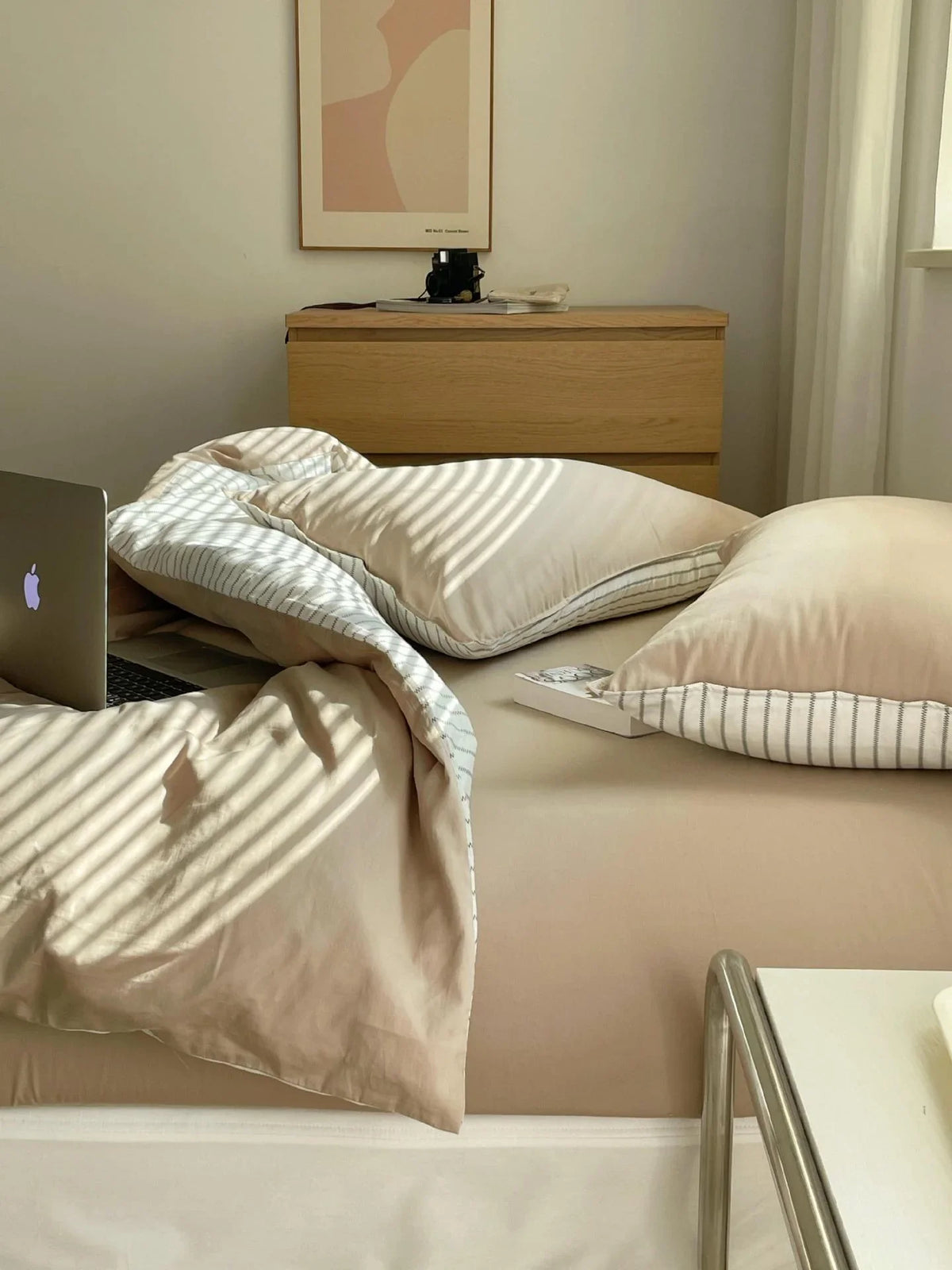 Duvet Cover Set Breathable Cotton Percale With Fitted Sheet