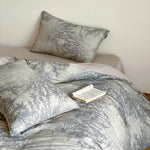Duvet Cover Set Breathable Cotton Satin Botanical Print 4-Piece