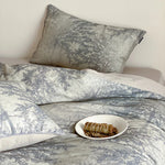 Duvet Cover Set Breathable Cotton Satin Botanical Print 4-Piece
