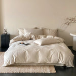 Duvet Cover Set Breathable Cotton Satin Concealed Zipper