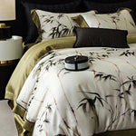 Duvet Cover Set Breathable Cotton Satin Watercolor Floral Reversible